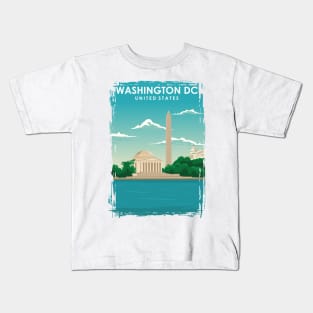 Washington DC Vintage Minimal Retro Travel Poster Kids T-Shirt